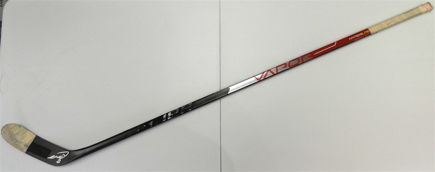 Moritz Seider Game Used Rookie Season Autographed Stick