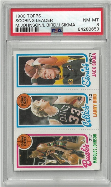 Larry Bird 1980 Topps Rookie Card PSA 8 Scoring Leader