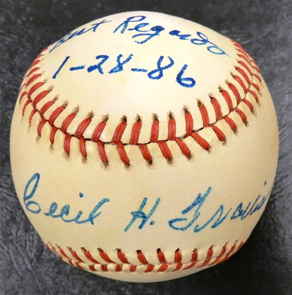 Cecil Travis Autographed Baseball