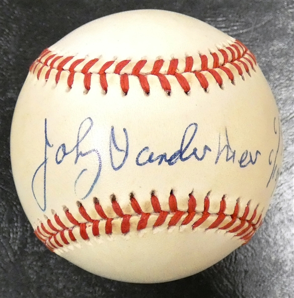 Johnny Vander Meer Autographed Baseball w/ B2B No Hitter Dates