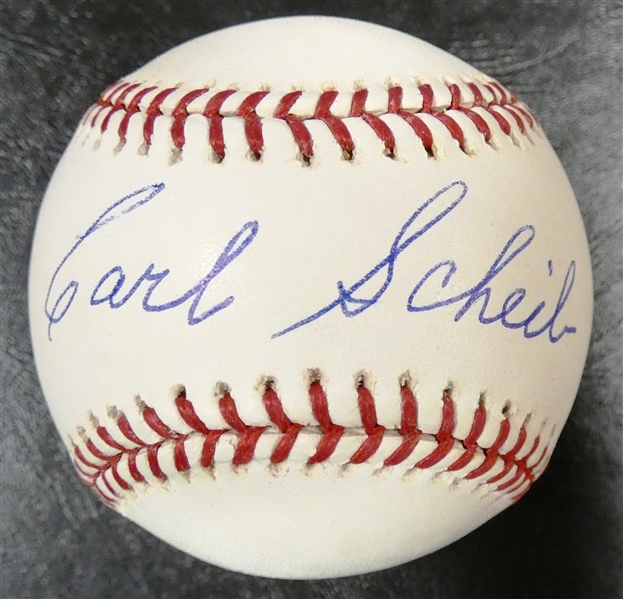 Carl Scheib Autographed Baseball