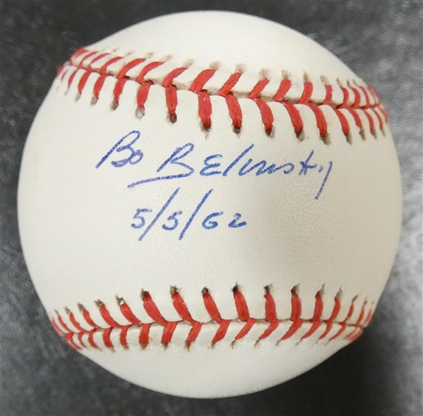 Bo Belinsky Autographed Baseball w/ No Hitter Date