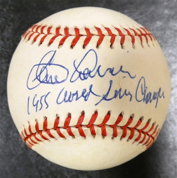 Clem Labine Autographed Baseball w/ 55 Champs