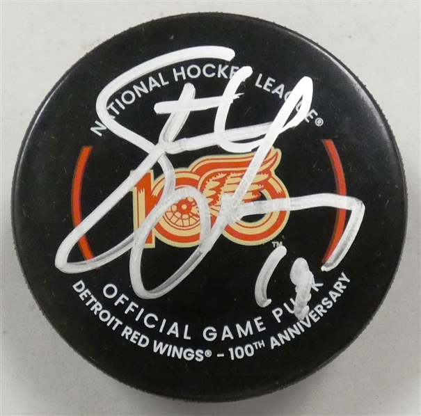 Steve Yzerman Autographed Red Wings 100 Game Puck