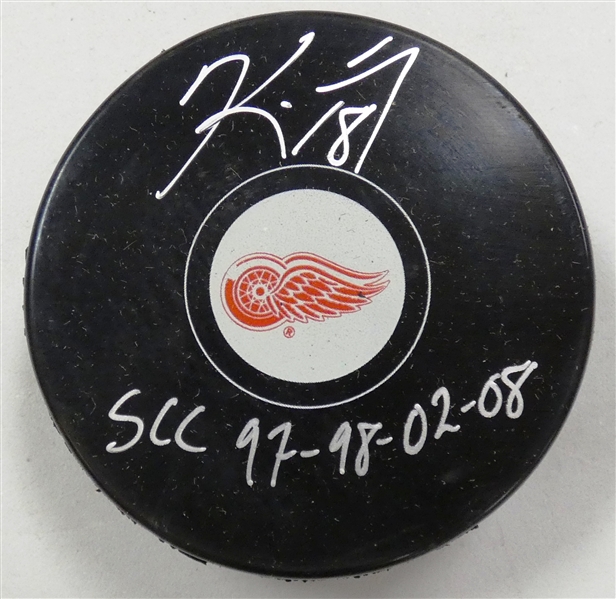 Kirk Maltby Autographed Red Wings Puck w/ Cups