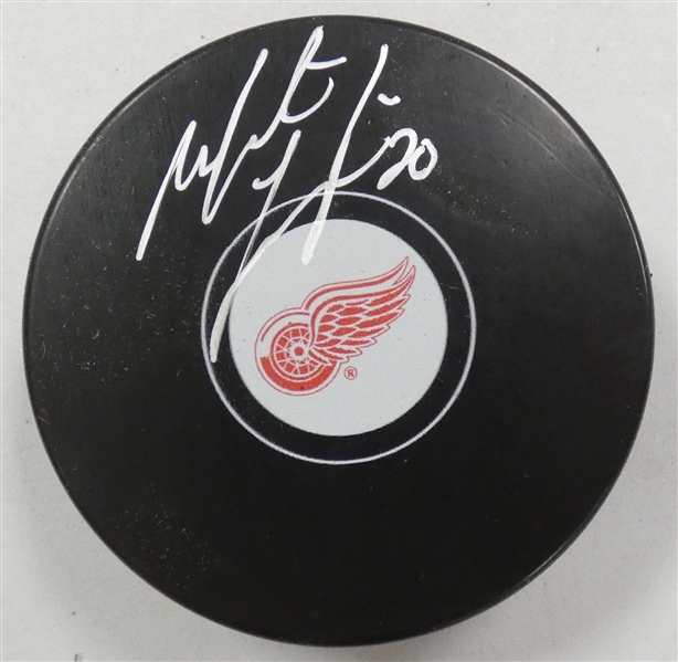 Martin Lapointe Autographed Red Wings Puck