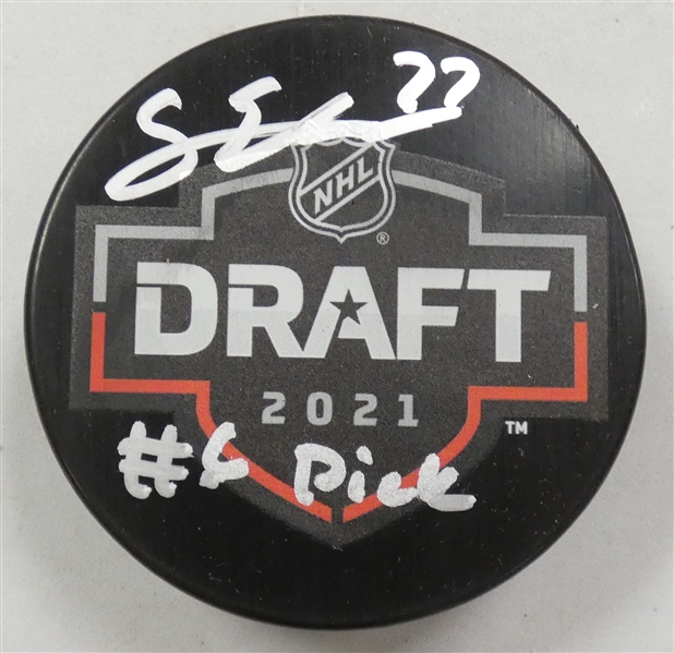 Simon Edvinsson Autographed 2021 Draft Puck