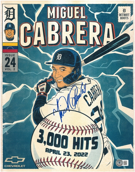 Miguel Cabrera Autographed 11x14 3000th Hit
