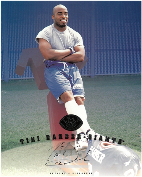 Tiki Barber Autographed 8x10 1997 Leaf Signature Edition