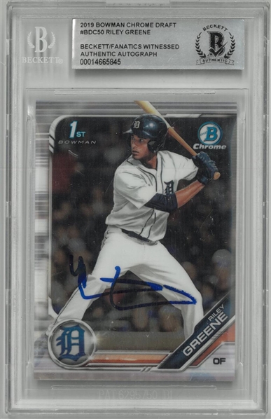 Riley Greene Autographed 2019 Bowman Chrome Draft