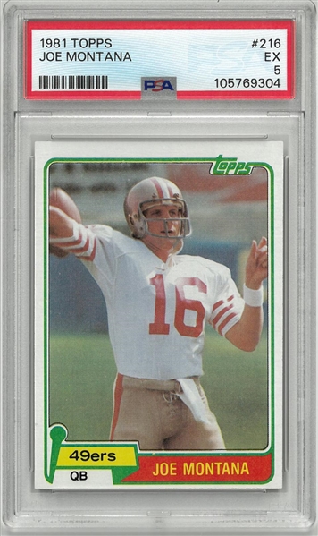 Joe Montana 1981 Topps Rookie Card PSA 5