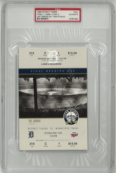 Tiger Stadium Final Opening Day Ticket