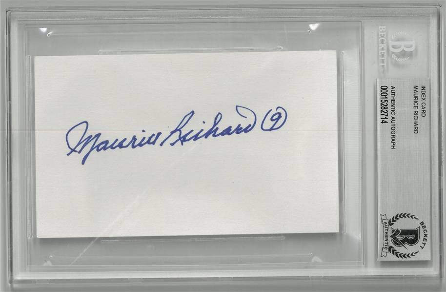 Maurice Richard Autographed 3x5 Index Card
