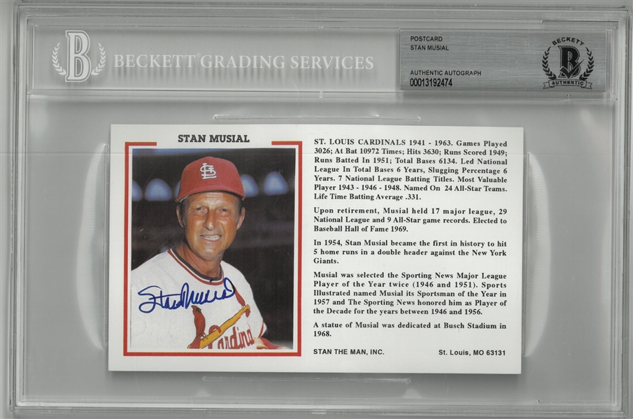 Stan Musial Autographed Postcard
