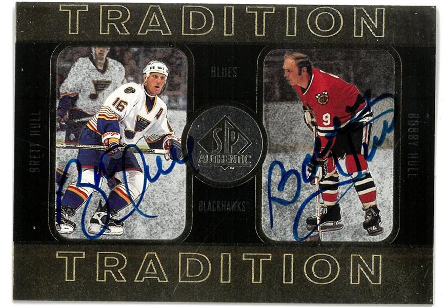 Bobby & Brett Hull Autographed 1998 UD SP Authentic Signatures /352