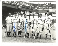 1937 All Stars Signed 8x10 (Cronin, Dickey, DiMaggio, Gehringer & Greenberg)