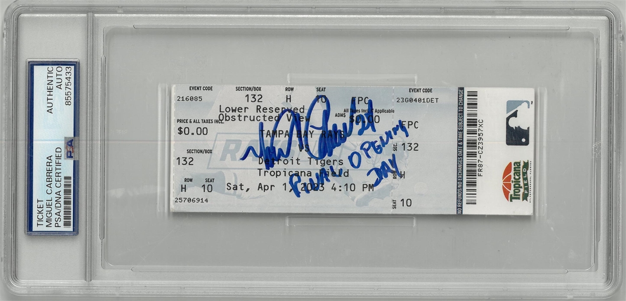 Miguel Cabrera Autographed Final Opening Day Ticket