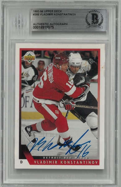 Vladimir Konstantinov Autographed 1993/94 Upper Deck