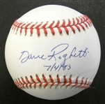 Dave Righetti Autographed Baseball w/ No Hitter Date