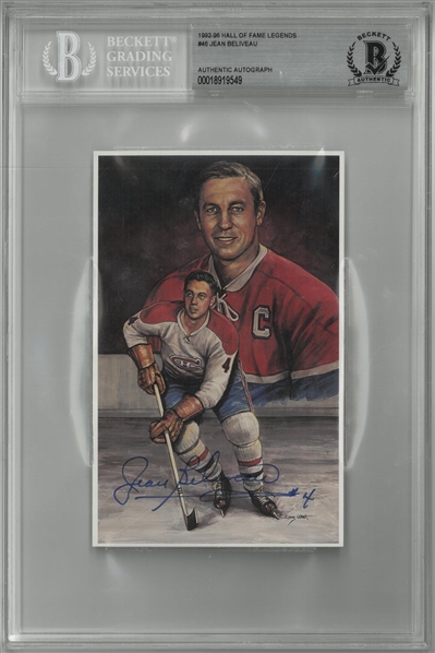 Jean Beliveau Autographed Legends of Hockey Postcard