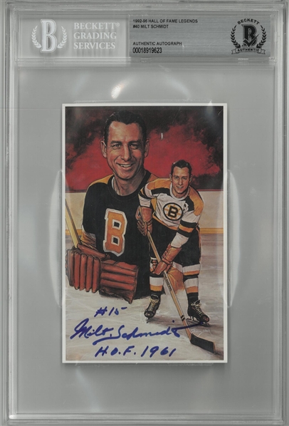 Milt Schmidt Autographed Legends of Hockey Postcard