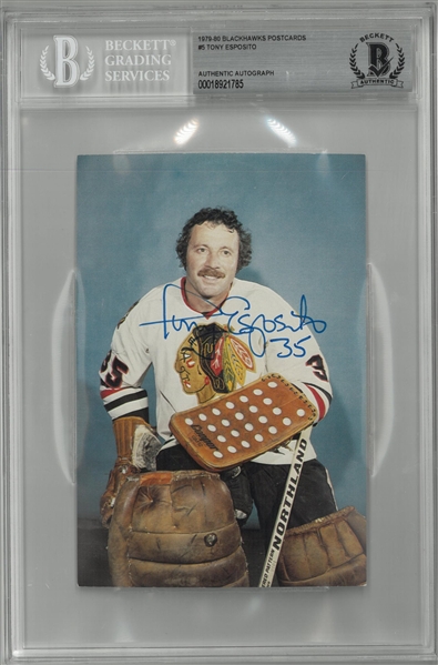 Tony Esposito Autographed 1979/80 Blackhawks Postcard