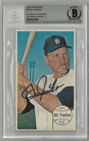Bill Freehan Autographed 10 Grade 1964 Topps Giants