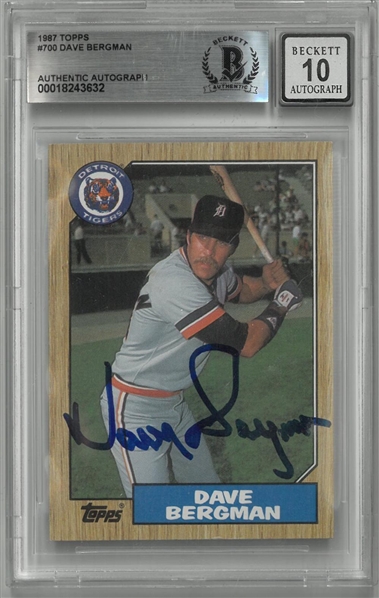 Dave Bergman Autographed 10 Grade 1987 Topps