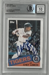 Chet Lemon Autographed 10 Grade 1985 Topps