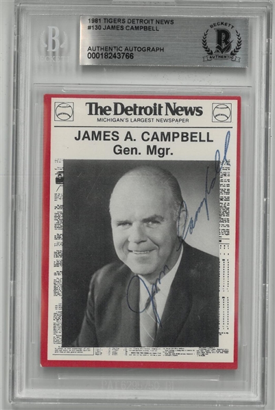 Jim Campbell Autographed 1981 Tigers Detroit News