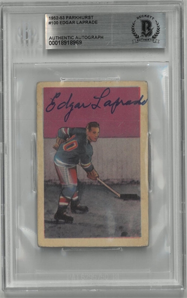 Edgar Laprade Autographed 1952/53 Parkhurst
