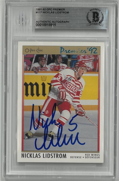 Nicklas Lidstrom Autographed 1991/92 OPC Premier