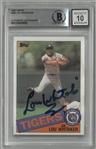 Lou Whitaker Autographed 10 Grade 1985 Topps