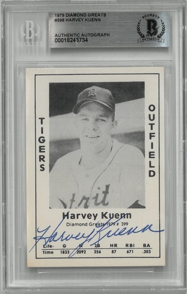Harvey Kuenn Autographed 1979 Diamond Greats