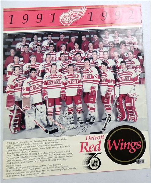 Steve Yzerman Autographed 1991/92 Team Poster