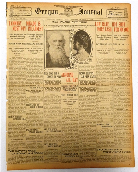 Oregon Journal Newspaper 10/2/1903