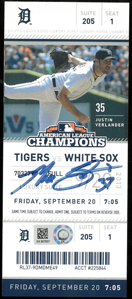 Max Scherzer Autographed 20th Win of 2013 Ticket