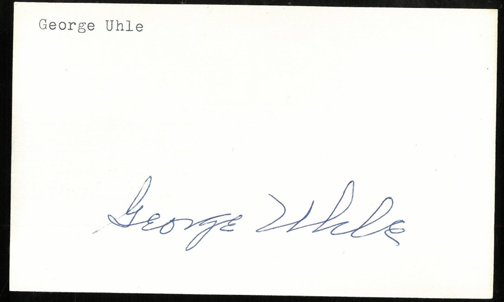George Uhle Autographed 3x5 Index Card