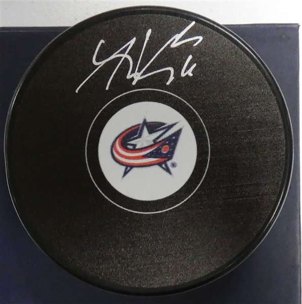 Adam Fantilli Autographed Blue Jackets Puck