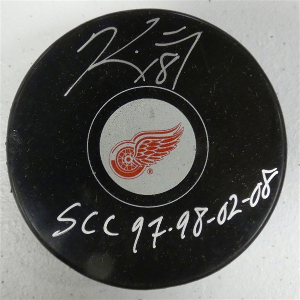 Kirk Maltby Autographed Red Wings Puck w/ Cups