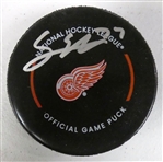 Simon Edvinsson Autographed Red Wings Puck