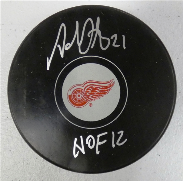 Adam Oates Autographed Red Wings Puck