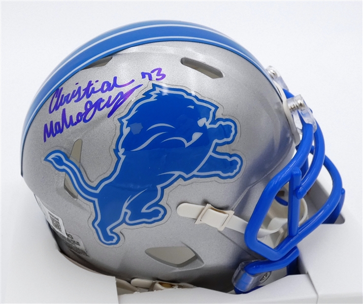 Christian Mahogany Autographed Lions Mini Helmet