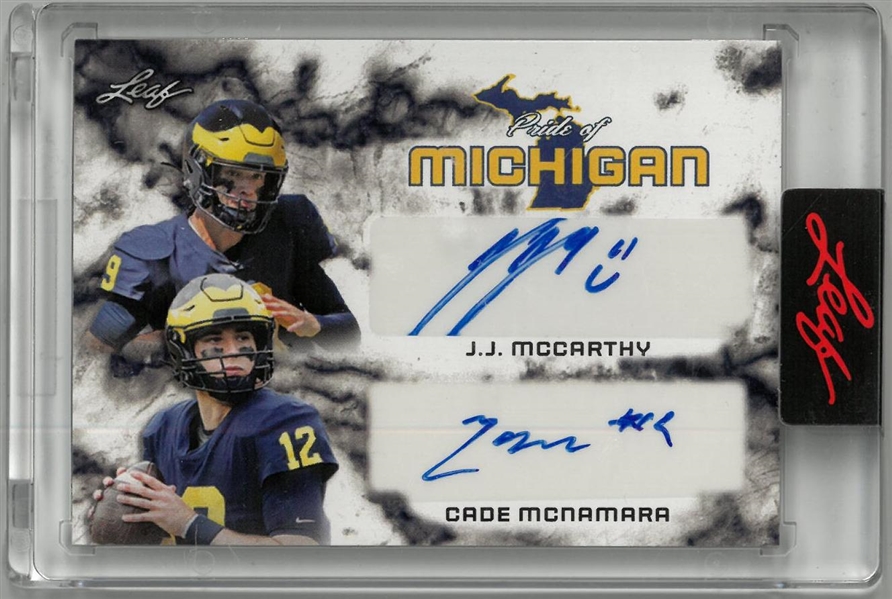 J.J. McCarthy & Cade McNamara Autographed Leaf