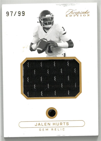 Jalen Hurts 2024 Keepsake Edition Relic Gem Card