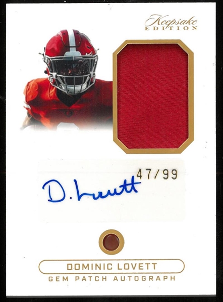 Dominic Lovett 2024 Keepsake Edition Autographed Relic Gem Card