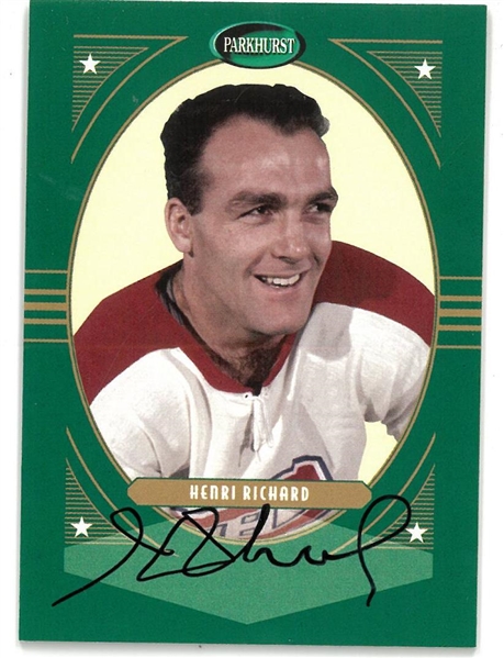 Henri Richard Autographed 2001/02 Parkhurst