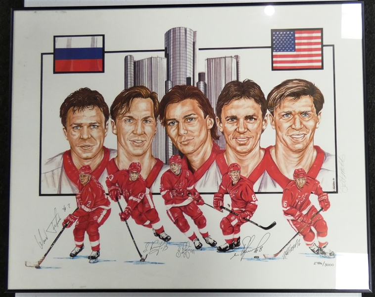Russian Five Autographed Framed Lithograph (Pick up only)