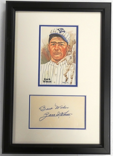 Zack Wheat Autographed Index Card Display