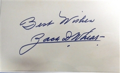 Zack Wheat Autographed Index Card Display